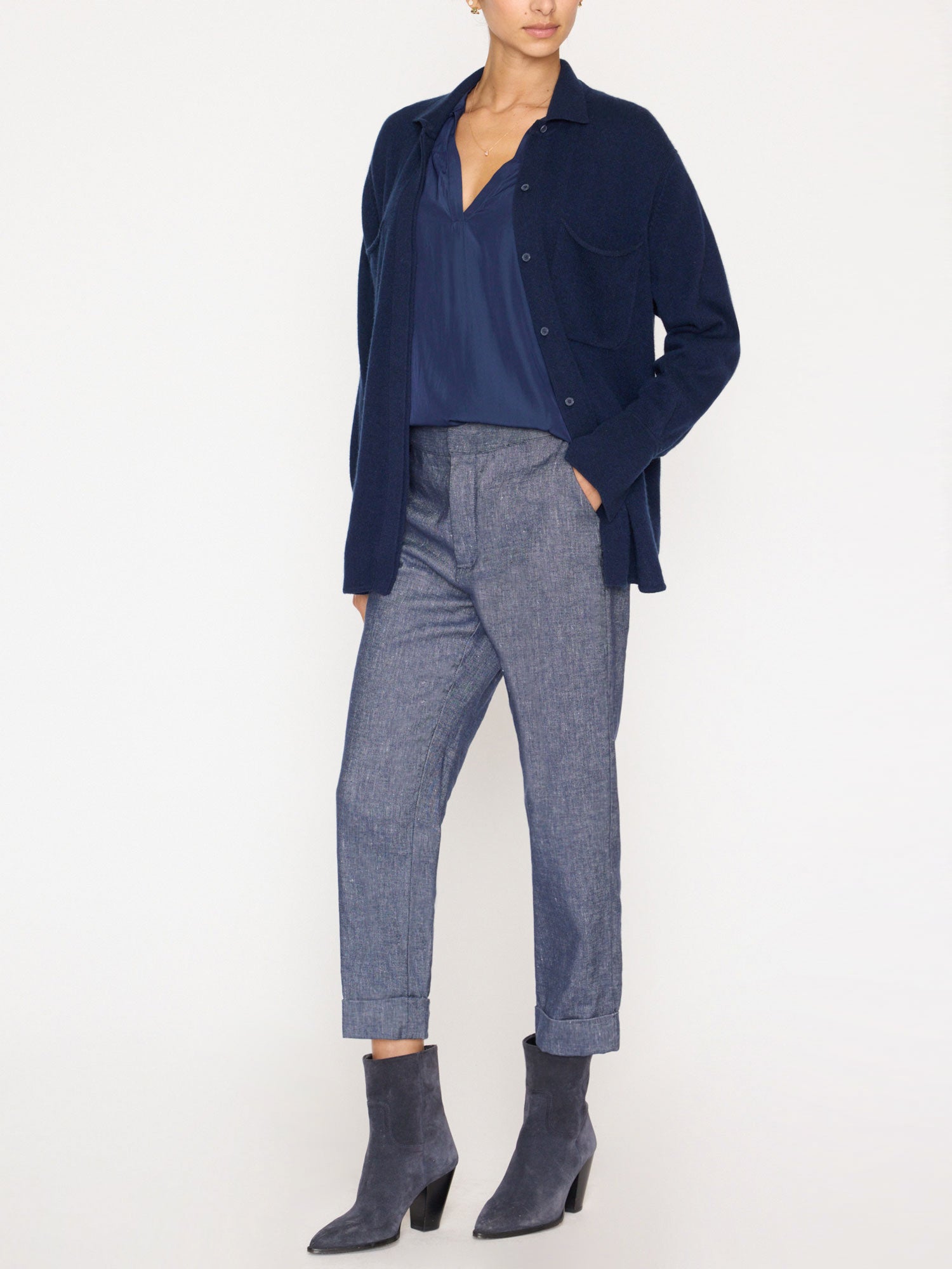 La chaqueta camisera de cachemir Andre Luxe