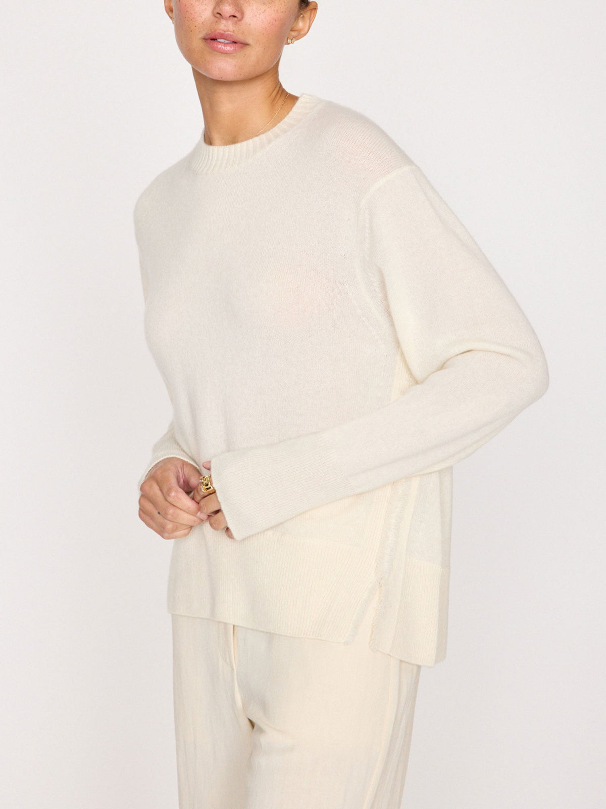The fenton crewneck fringe cashmere sweater