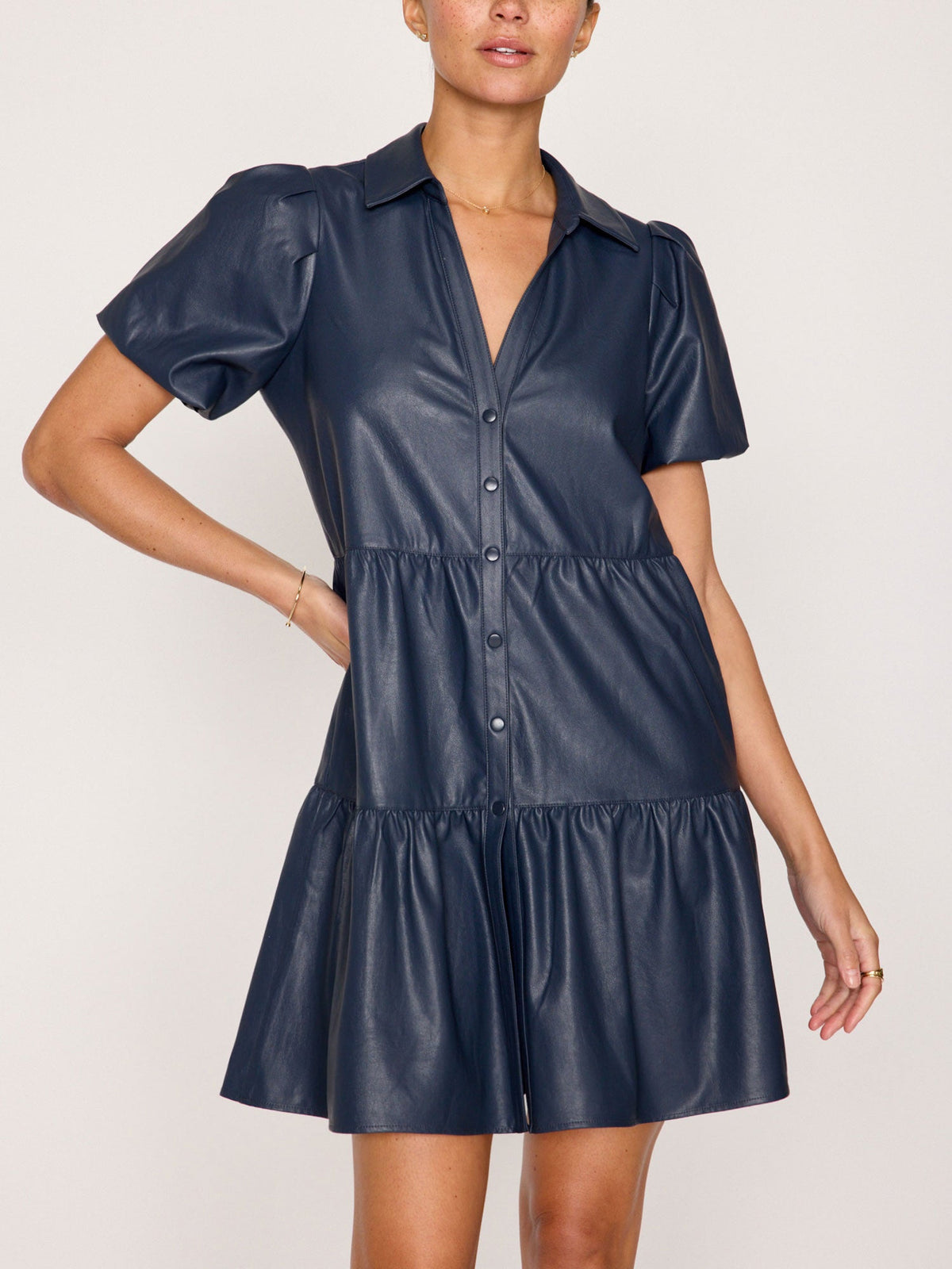 The havana vegan leather mini dress