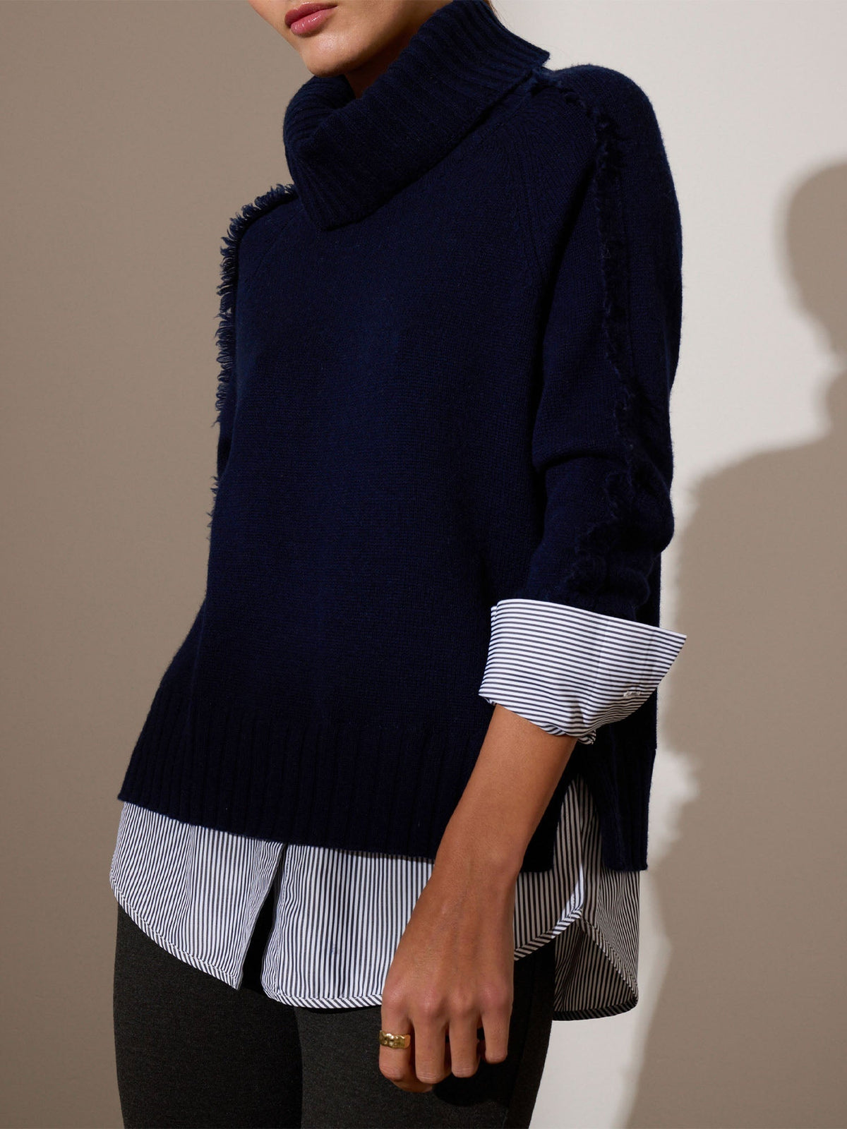 The jolie fringe striped layered looker