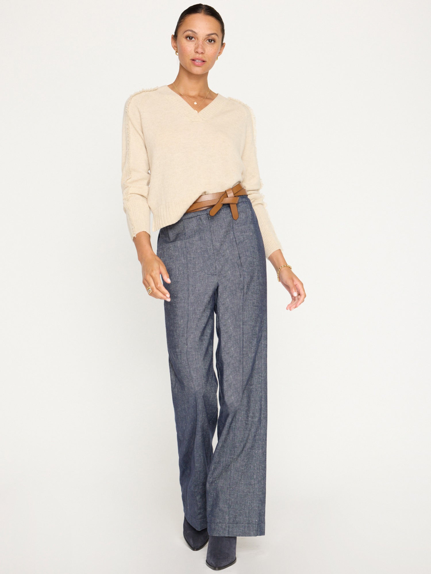 The jolie fringe cashmere vee