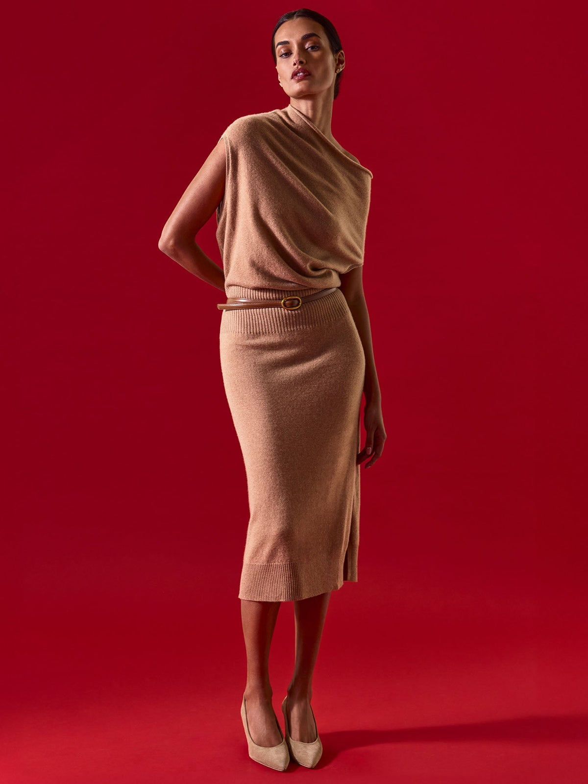 The lori sleeveless cashmere dress