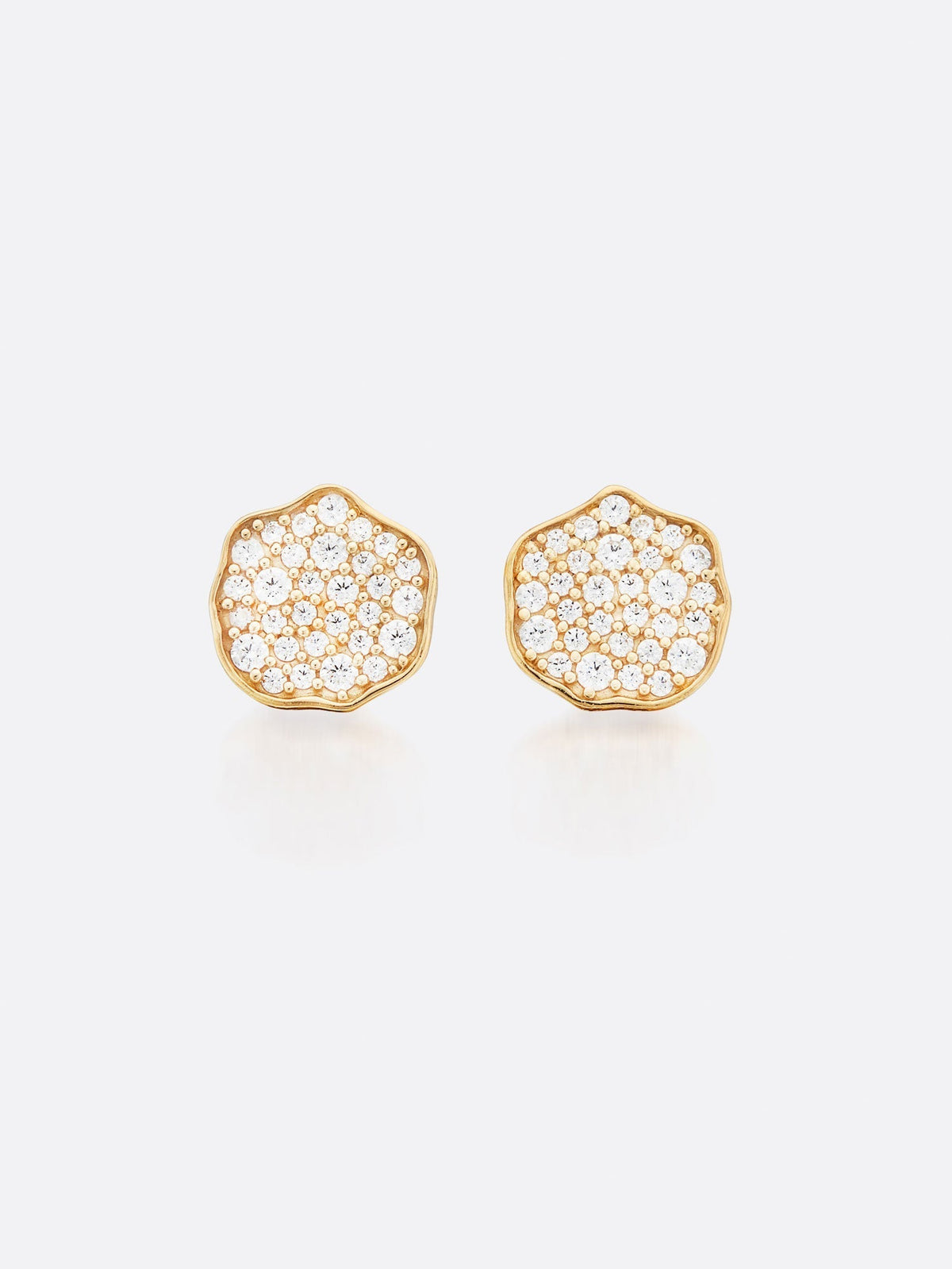 Petite fleur pavé diamond mini stud earrings