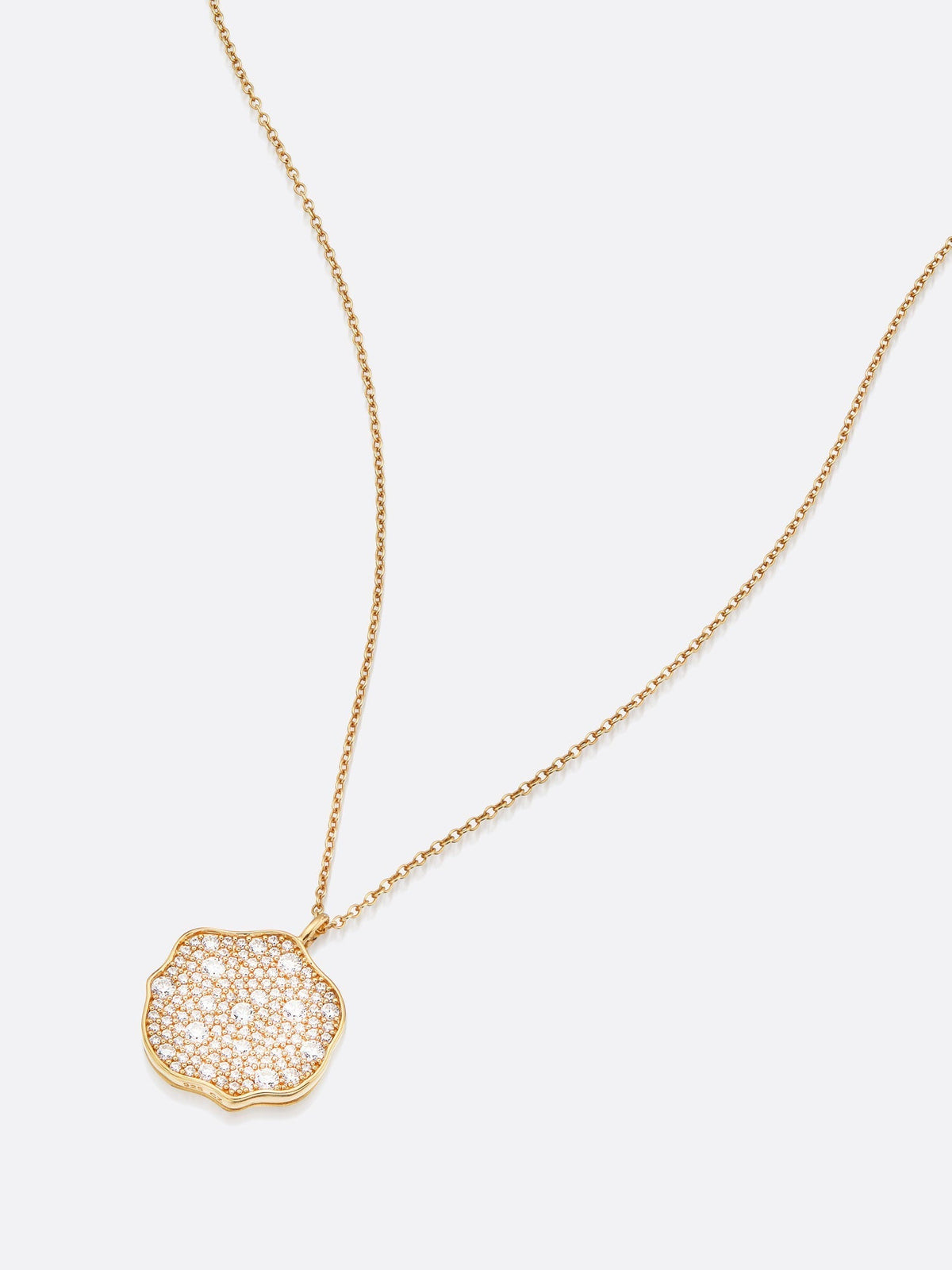 Petite fleur pavé diamond pendant necklace