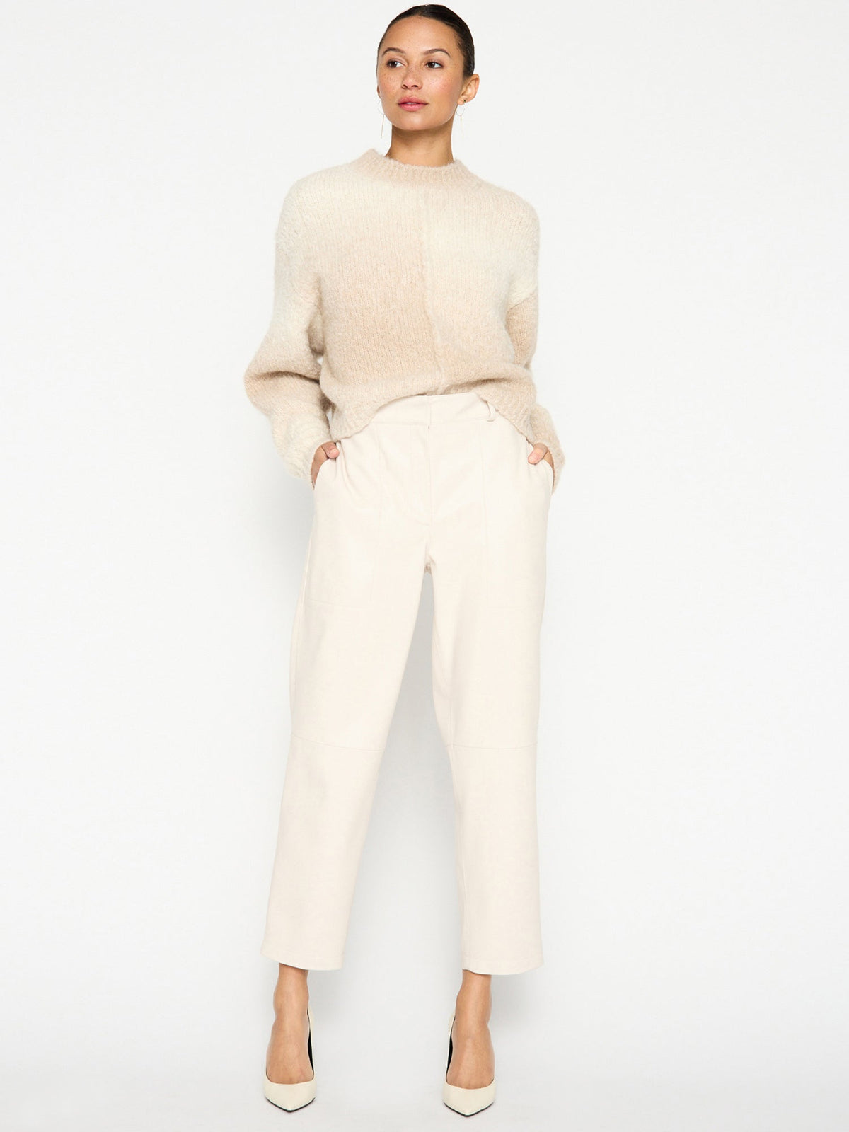 The stone vegan leather pant