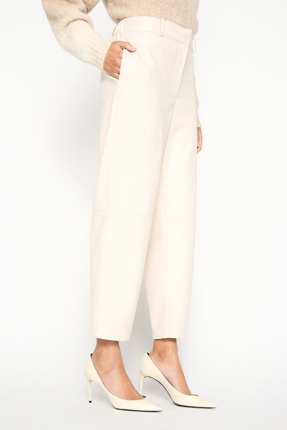 The stone vegan leather pant