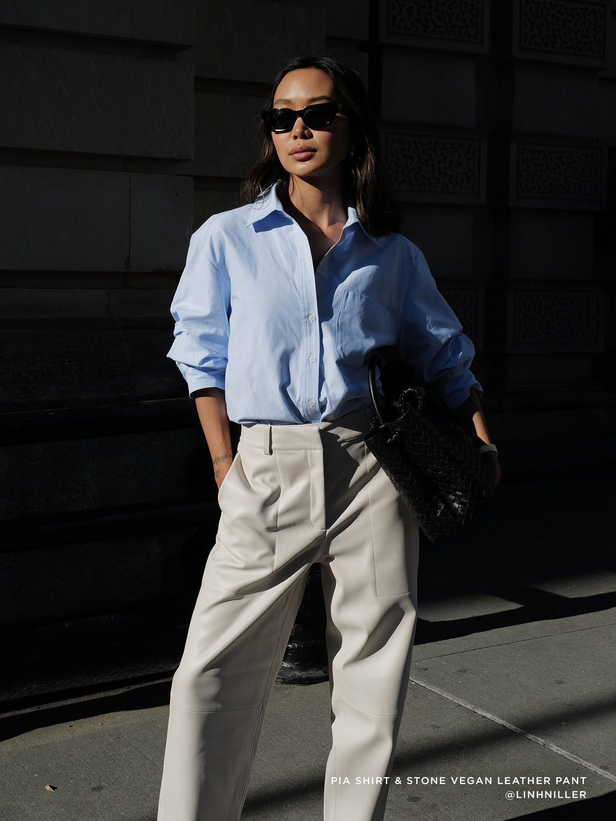 The stone vegan leather pant