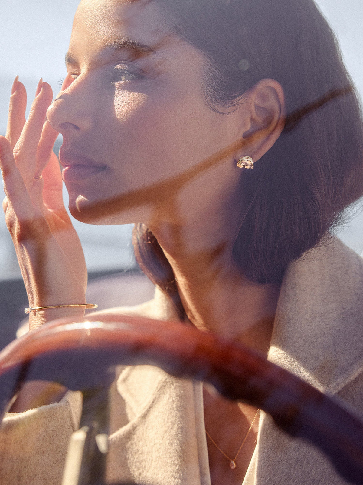 Golden waves molten cuff earrings